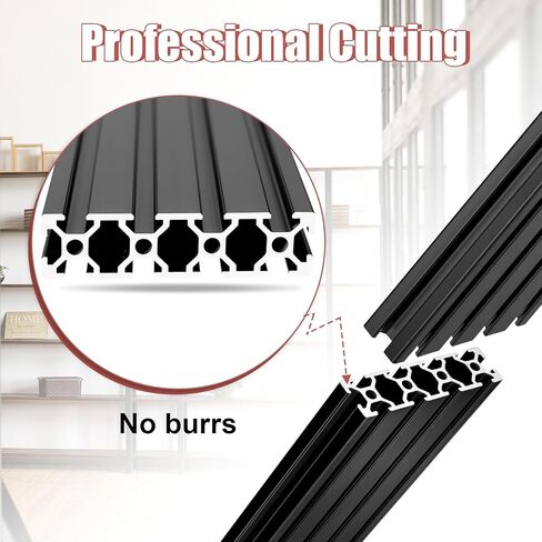 QNK 2pcs 400mm(15.75") T Slot 2080 Aluminum Extrusion European Standard Anodized Linear Rail for 3D Printer Parts and CNC DIY Black in Kuwait