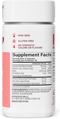 HABIT Hair, Skin & Nails Supplement 2 Pack (120 Capsules) - New Look, Supports Skin Hydration, Hair & Nail Strength, Biotin 2000mcg, Vitamin A & C, Hyaluronic Acid, Rosehip, Vegan, Non-GMO in Kuwait