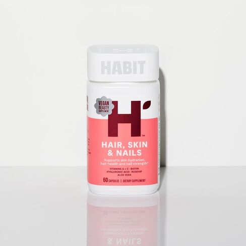 HABIT Hair, Skin & Nails Supplement 2 Pack (120 Capsules) - New Look, Supports Skin Hydration, Hair & Nail Strength, Biotin 2000mcg, Vitamin A & C, Hyaluronic Acid, Rosehip, Vegan, Non-GMO in Kuwait