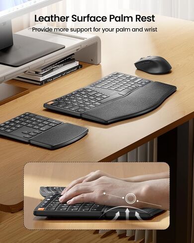 ProtoArc Ergonomic Wireless Keyboard Mouse, EKM04 2.4GHz Ergo Wireless Keyboard Mouse Combo, Split Design, Wrist Rest, Separate Numeric Keypad, Rechargeable, for Desktop, Laptop, PC, Windows OS in Saudi Arabia