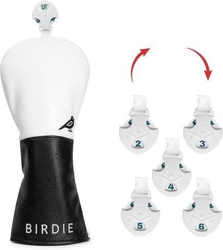 White Black Style Golf Driver Headcover, Premium 3 Wood Headcover, Rotatable #2 3 4 5 6 Ut Hybrid Headcover, Set Golf Headcovers for Driver Fairway Woods and Hybrids in Kuwait