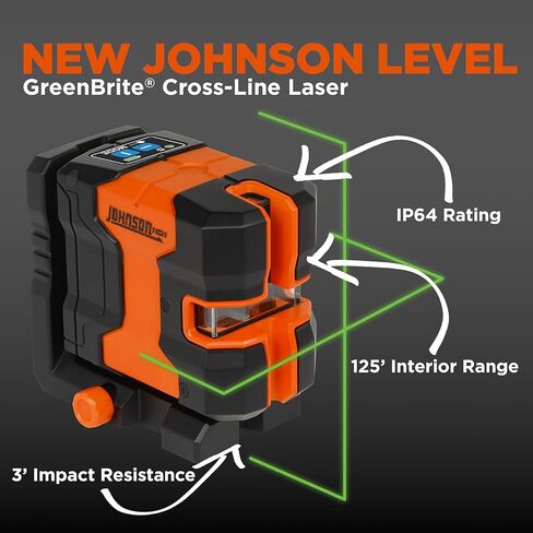 جهاز قياس مستوى الليزر من جونسون Level & Tool JLD300-GN2D، خط متقاطع ذاتي التسوية وليزر بنقطتين مع تقنية GreenBrite®، قاعدة مغناطيسية، حقيبة حمل ذات غلاف صلب، بطارية ليثيوم أيون، هدف مغناطيسي in Kuwait