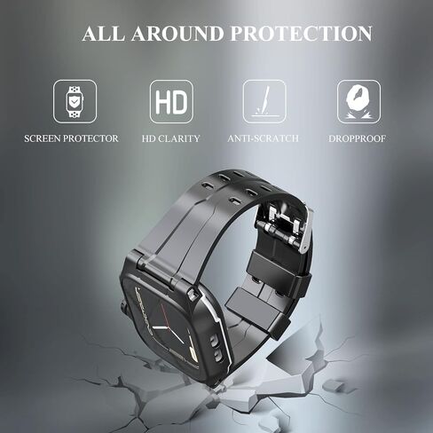 Apple Watch 44mm Waterproof Case, Full Body Protection Case with Built-in Screen Protector, Shockproof iWatch Band for Apple Watch 6/5/4/SE 44mm, Black in Saudi Arabia