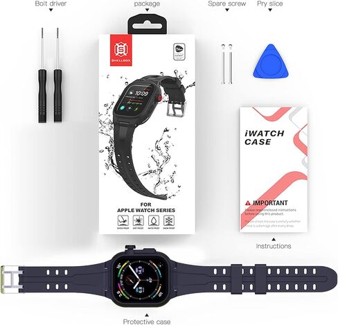 Apple Watch 44mm Waterproof Case, Full Body Protection Case with Built-in Screen Protector, Shockproof iWatch Band for Apple Watch 6/5/4/SE 44mm, Black in Saudi Arabia