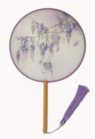 Traditional Chinese pattern translucent round hand fan, for party, photograph, dancing activities and home decoration (Teal) in Saudi Arabia