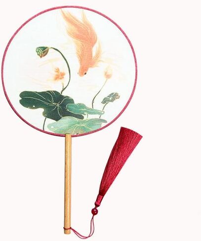 Traditional Chinese pattern translucent round hand fan, for party, photograph, dancing activities and home decoration (Teal) in Saudi Arabia