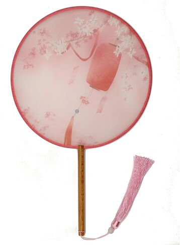 Traditional Chinese pattern translucent round hand fan, for party, photograph, dancing activities and home decoration (Teal) in Saudi Arabia
