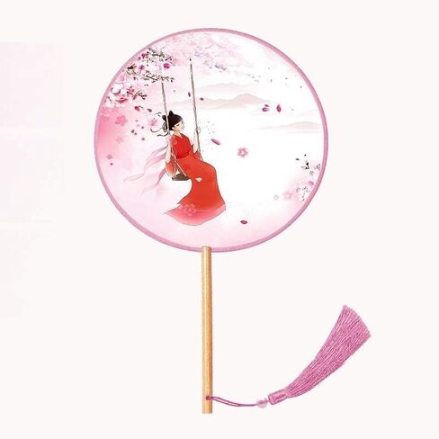 Traditional Chinese pattern translucent round hand fan, for party, photograph, dancing activities and home decoration (Teal) in Saudi Arabia