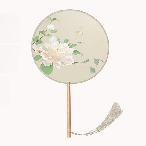 Traditional Chinese pattern translucent round hand fan, for party, photograph, dancing activities and home decoration (Teal) in Saudi Arabia
