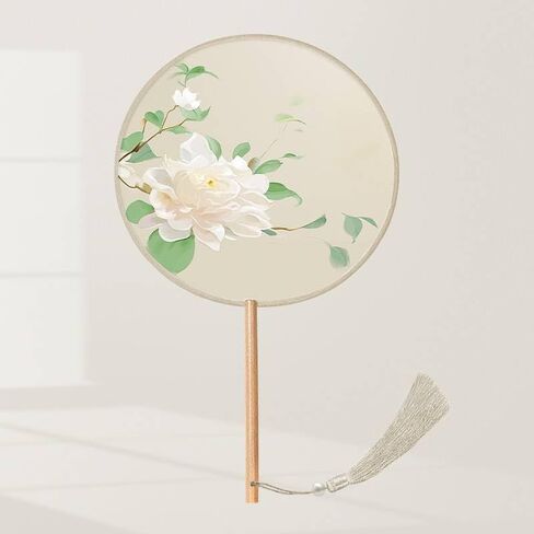 Traditional Chinese pattern translucent round hand fan, for party, photograph, dancing activities and home decoration (Teal) in Saudi Arabia