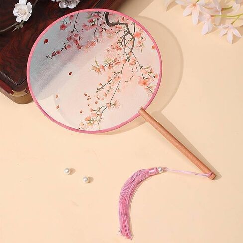 Traditional Chinese pattern translucent round hand fan, for party, photograph, dancing activities and home decoration (Teal) in Saudi Arabia