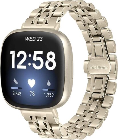 Watch Band Compatible with Fitbit Versa 3/Sense Strap, Stainless Steel Replacement Accessories Bracelet Adjustable Wristband in Saudi Arabia