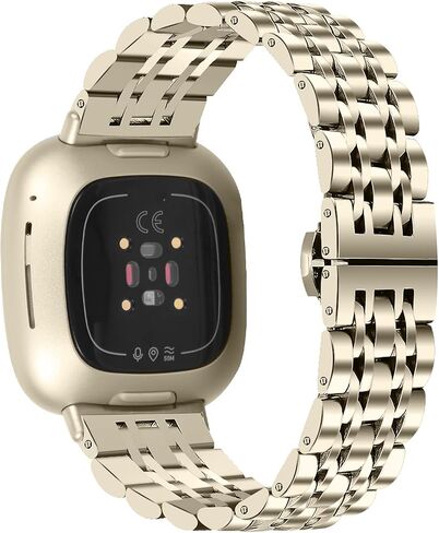 Watch Band Compatible with Fitbit Versa 3/Sense Strap, Stainless Steel Replacement Accessories Bracelet Adjustable Wristband in Saudi Arabia