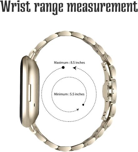 Watch Band Compatible with Fitbit Versa 3/Sense Strap, Stainless Steel Replacement Accessories Bracelet Adjustable Wristband in Saudi Arabia