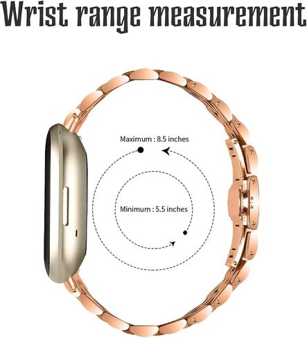 Watch Band Compatible with Fitbit Versa 3/Sense Strap, Stainless Steel Replacement Accessories Bracelet Adjustable Wristband in Saudi Arabia