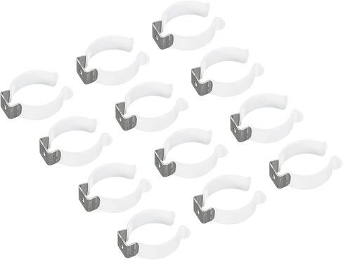 MECCANIXITY T12 U Clips Holder Bracket for LED Light Bulb Mounting Bracket Stainless Steel Fluorescent Tube Holder Pipe Clamps Spring Holder Tool Clips, White Pack of 6 in Kuwait