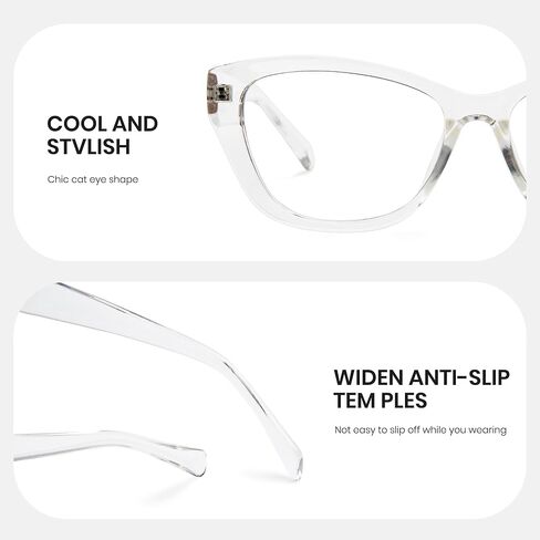 Cyxus Blue Light Glasses for Women Cateye PC Frame UV Blocking Computer Glasses Clear AC Lens Eyewear in Kuwait