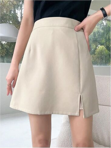 Women's High Waisted Zip Up A Line Mini Skort Casual Workout Shorts Skirt with Slit in Saudi Arabia
