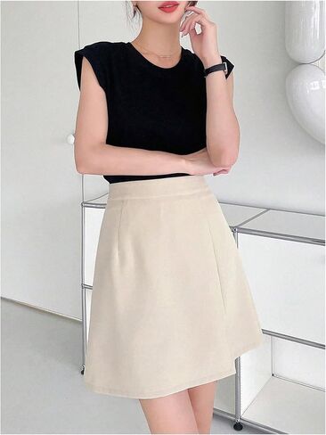 Women's High Waisted Zip Up A Line Mini Skort Casual Workout Shorts Skirt with Slit in Saudi Arabia