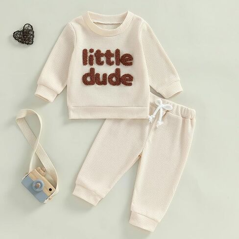 aporake Baby Boy Clothes Fall Winter Outfits Embroidered Long Sleeve Sweatshirt Tops Pants Set Halloween Waffle Knit Clothing in Saudi Arabia