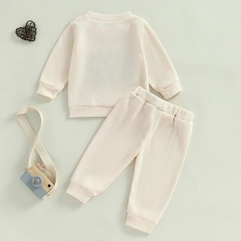 aporake Baby Boy Clothes Fall Winter Outfits Embroidered Long Sleeve Sweatshirt Tops Pants Set Halloween Waffle Knit Clothing in Saudi Arabia