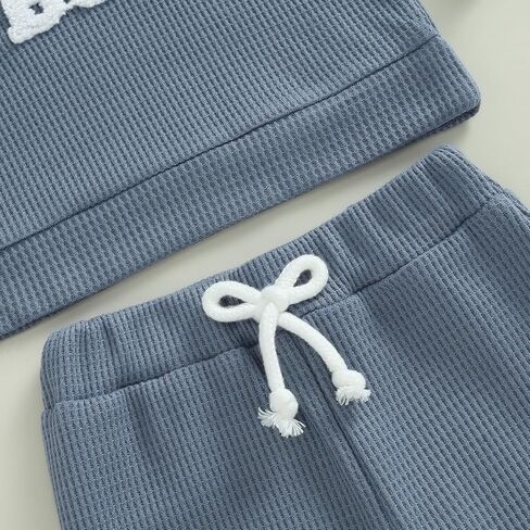 aporake Baby Boy Clothes Fall Winter Outfits Embroidered Long Sleeve Sweatshirt Tops Pants Set Halloween Waffle Knit Clothing in Saudi Arabia