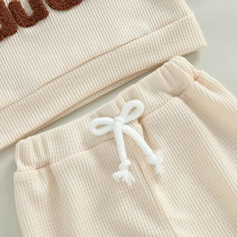 aporake Baby Boy Clothes Fall Winter Outfits Embroidered Long Sleeve Sweatshirt Tops Pants Set Halloween Waffle Knit Clothing in Saudi Arabia