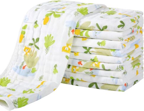 قماش تجشؤ موسلين للأطفال من 10 قطع من مناشف الأطفال المصنوعة من القطن بنسبة 100% للأولاد والبنات، مقاس كبير 50.8 سم × 25.4 سم، فائقة النعومة وذات قدرة على الامتصاص. in Kuwait