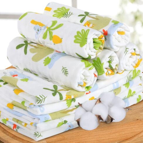 قماش تجشؤ موسلين للأطفال من 10 قطع من مناشف الأطفال المصنوعة من القطن بنسبة 100% للأولاد والبنات، مقاس كبير 50.8 سم × 25.4 سم، فائقة النعومة وذات قدرة على الامتصاص. in Kuwait