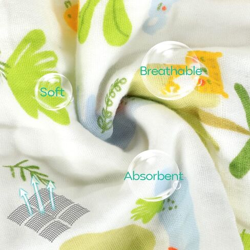 قماش تجشؤ موسلين للأطفال من 10 قطع من مناشف الأطفال المصنوعة من القطن بنسبة 100% للأولاد والبنات، مقاس كبير 50.8 سم × 25.4 سم، فائقة النعومة وذات قدرة على الامتصاص. in Kuwait