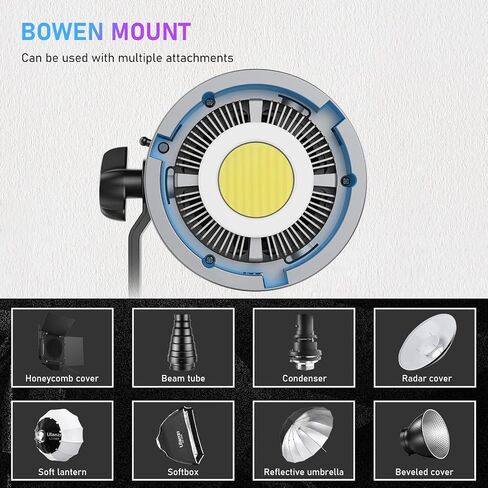 ULANZI V-Mount LED Video Light COB Continuous Output Lighting, 120W Bi Color 2700K-6500K COB Bowens Mount Photography Fill Light 20700lux/1m 20 Preset Effects with APP Control Studio Light in Saudi Arabia