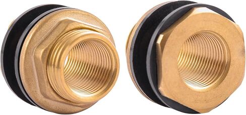 Bulkhead Fitting, Solid Brass, 3/4" NPT Female-1" NPT Male Water Tank Connector for Rain Barrels, Aquariums, Water Tanks, 2 Rubber Rings Stablizing in Saudi Arabia
