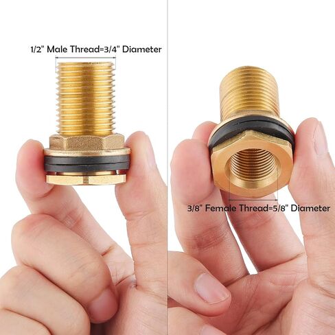 تركيب الحاجز، النحاس الصلب، 3/4 "NPT أنثى-1" NPT ذكر موصل خزان المياه لبراميل المطر، أحواض السمك، خزانات المياه، 2 حلقات مطاطية ثابتة in Kuwait