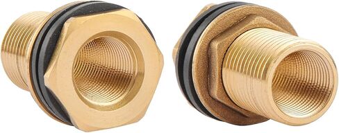 تركيب الحاجز، النحاس الصلب، 3/4 "NPT أنثى-1" NPT ذكر موصل خزان المياه لبراميل المطر، أحواض السمك، خزانات المياه، 2 حلقات مطاطية ثابتة in Kuwait