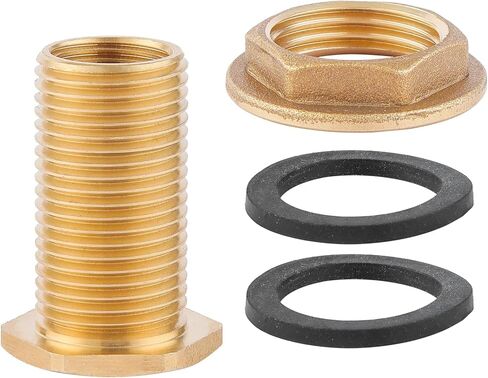 تركيب الحاجز، النحاس الصلب، 3/4 "NPT أنثى-1" NPT ذكر موصل خزان المياه لبراميل المطر، أحواض السمك، خزانات المياه، 2 حلقات مطاطية ثابتة in Kuwait