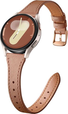 أحزمة جلدية رفيعة من GEAK متوافقة مع Samsung Galaxy Watch 7 Band 40mm 44mm/Watch 6 5 4 Band 40mm 44mm/Watch 5 pro Band 45mm/Watch 6 Classic 43mm 47mm، سوار ساعة من الجلد الطبيعي المحبب العلوي 20 مم in Saudi Arabia