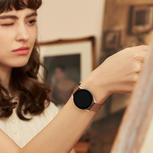 أحزمة جلدية رفيعة من GEAK متوافقة مع Samsung Galaxy Watch 7 Band 40mm 44mm/Watch 6 5 4 Band 40mm 44mm/Watch 5 pro Band 45mm/Watch 6 Classic 43mm 47mm، سوار ساعة من الجلد الطبيعي المحبب العلوي 20 مم in Saudi Arabia