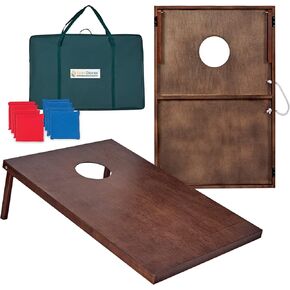 مجموعة فتحات كورنهول خشبية، مجموعة ألعاب لوح كورنهول مقاس 3X2FT/4X2FT مع 8 أكياس فول، وحقائب حمل، لعبة رمي محمولة للعب في الأماكن المغلقة أو الهواء الطلق