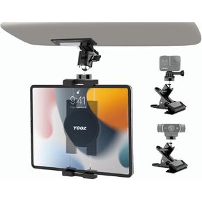 Car Sun Visor Tablet Mount, Truck Visor Tablet Holder Clip [Upgrade Clip Never Fall] Multifunctional Vehicle Phone Clamp with 1/4" Screw, for iPad, Galaxy Tabs, Fire, iPhone, 4-12.9"