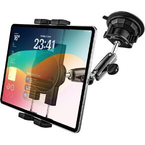GDZN Car Suction Cup Tablet Holder, [Dual Knob Lock] Truck Windshield Tablet Mount, Adjustable Arm Vehicle Window Dashboard Tablet Mount for iPad Pro 11 12.9, Galaxy Tab Z Fold, Fire HD, 4-13" Devices