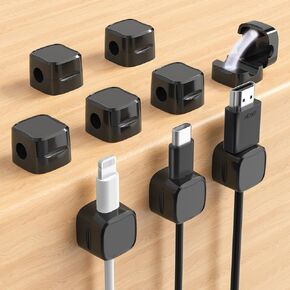 8-Pack Magnetic Cable Clips, Adjustable Cord Holder for Under Desk Cable Management, Adhesive Wire Keeper Organizer for Home Office Desk Phone Car Wall Desktop Nightstand (Crystal Multicolor)