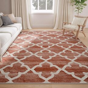 سجاد منطقة 8x10 لغرفة المعيشة قابل للغسل في الغسالة وغير قابل للانزلاق سجاد رمادي مغربي حديث تعريشة لغرفة الطعام وغرفة النوم والمطبخ والمدخل الداخلي وغرفة الغسيل in Kuwait