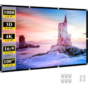 Outdoor Projector Screen 100 inch Movie : Portable Projection Screens 4K HD Foldable Indoor Hanging Wall Anti-Crease Home Theater