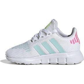 adidas Baby Swift Run 1.0 Sneaker, White/Semi Flash Aqua/Black, 6 US Unisex Infant
