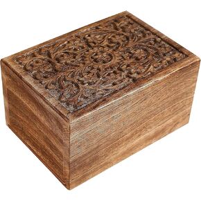 Funeral Cremation Urn Ashes With Beautiful Handmade Carving in Centre- Medium Natural,Urns for Human Ashes Adult Wooden,Wooden Urn with Hand-Made Design for Human Ashes, Wooden Urns Hand-Crafted