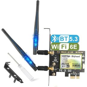 بطاقة WiFi 6 PCIe WiFi لألعاب الكمبيوتر المكتبي AX5400 (Intel AX210)، Bluetooth 5.3، WPA3، 802.11ax محول لاسلكي ثلاثي الموجات مع MU-MIMO، زمن استجابة منخفض للغاية، يدعم Windows 11، 10 (64 بت) فقط in Kuwait