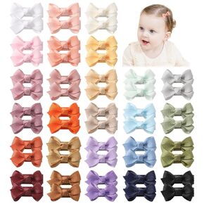 YHXX YLEN 52PCS Baby Hair Bows Snap Baby Hair Clips 1.2 Inch Cute Mini Baby Bows Grosgrain Ribbon Hair Bows Clips Toddler Hair Accessories for Baby Girls Newborns Toddler