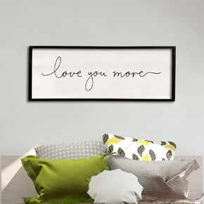 Love You More Sign 40''×15'' Master Bedroom Above Over Bed Wall Decor Modern Farmhouse Large Vintage Wood Framed Hanging Over Bed Bedside Wall Art (White)