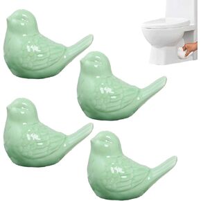 4-Pack Bird Design Toilet Bolt Caps - Decorative Porcelain Covers for Toilet Bowl Screws, Easy Installation (White)
