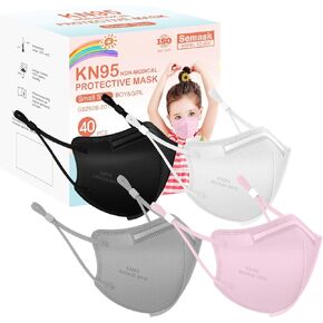 KN95 Adjustable Masks 40 Pack, Individually Wrapped Disposable Respirator Masks with Adjustable Ear Loops, Multicolored